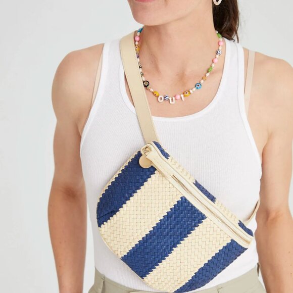 Clare V Woven Racing Stripe Fanny Pack - Picture 1 of 13